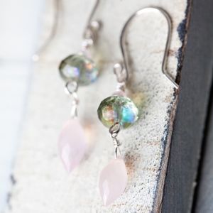 COPY - Rose Chalcedony Green Silver Earring